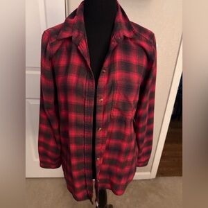 American Eagle Outfitters Red and Black Plaid Button-Up Jacket
